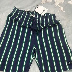 Kenzo Blue Shorts with Green and White Accents